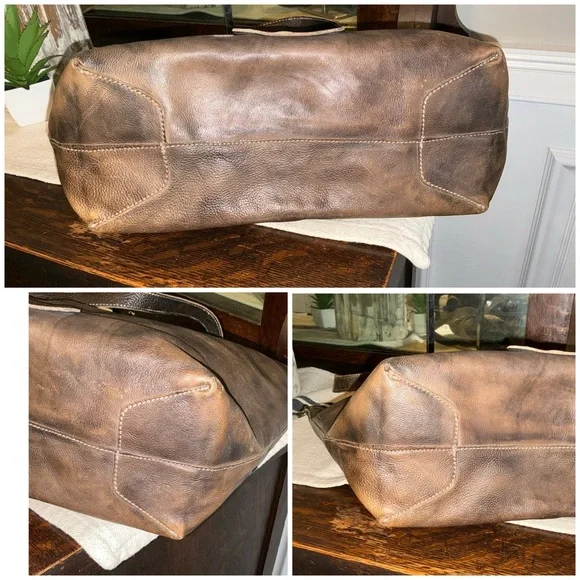 NWOT Bed Stu Leather Charlotte Reversible Shoulder Bag Tote Black Grey $255 - Picture 8 of 16